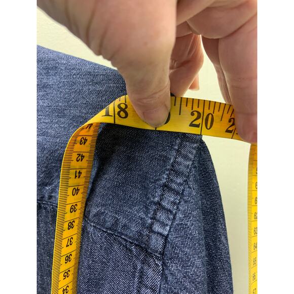 John Bartlett Consensus Blue Denim Elbow Patch Shirt Paisley Print Inner Size L - Picture 5 of 8